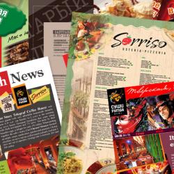 Рекламная продукция трех кафе на Тверской,7.